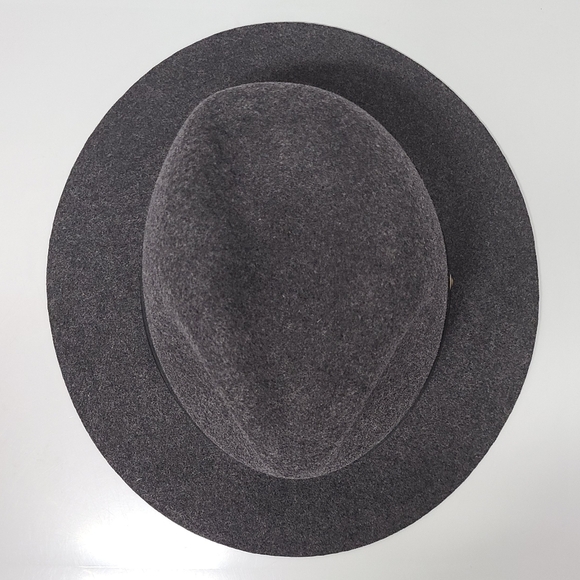 Rag & Bone Floppy Brim Wool Fedora With Black Leather Band in Charcoal Sz M - Picture 8 of 14